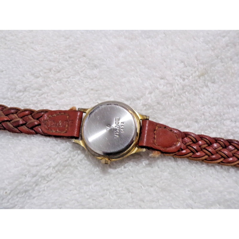 FENDI Womens Watch Braided Band Gold Tone Bezel Swiss Watch Visage 1432 Quartz - Picture 5 of 6